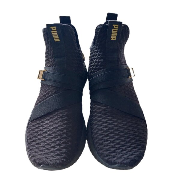 Puma Defy Mid Top Training Shoes Black & Gold Women's Size 8.5 - Picture 3 of 6